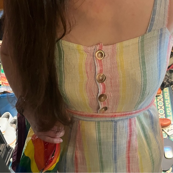 PRIDE sundress rainbow slub ruffle boho maxi dress - Picture 3 of 5